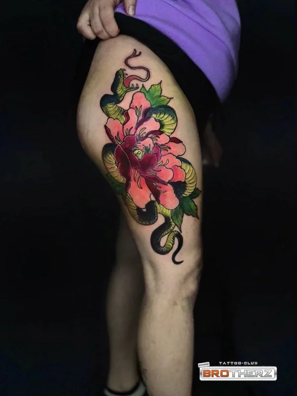color japanese tatuaje en thigh #77264 | Tatuador Lina Boyts