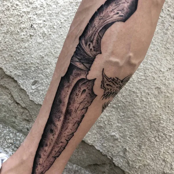 Graphic tattoo by George Pronin in Tbilisi