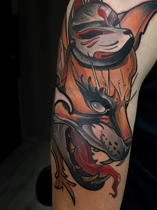 color neo-traditional татуировка на upper arm #77628 | Тату мастер Александр Смирнов