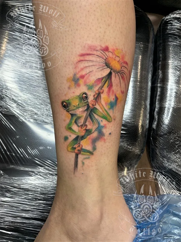 color watercolor татуировка на calf #77637 | Тату мастер Владимир Волк