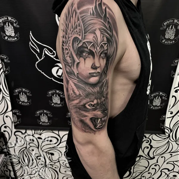 Graphic tattoo by Владимир Волк in Можайск