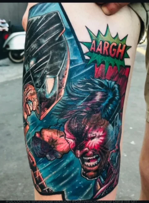 color comic tattoo auf thigh #77775 | Tätowierer Rodrigo Rodriguez