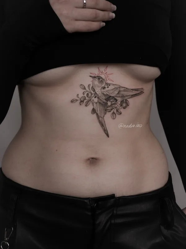 Botanical tattoo by Nadia Izo in Moscow