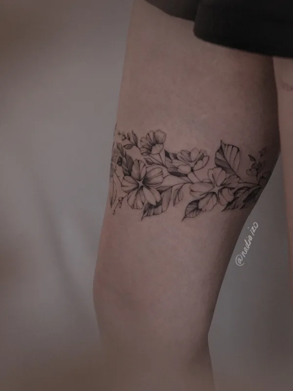 Botanical tattoo by Nadia Izo in Moscow