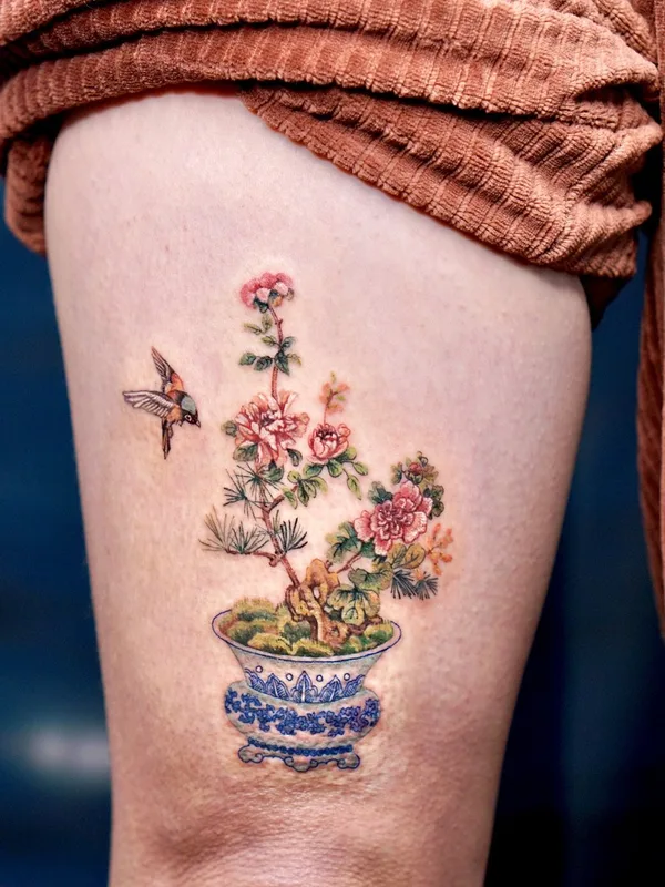 color illustrative Tatuaggio su thigh #78045 | Tatuatore Isle