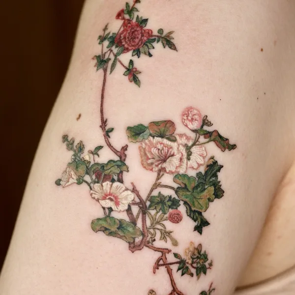 Botanical tattoo by Isle in Seoul