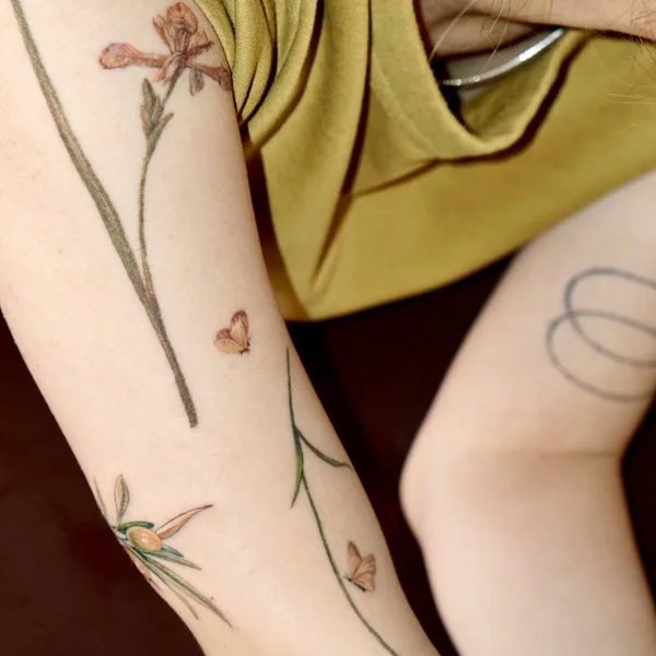 Botanical tattoo by Isle in Seoul