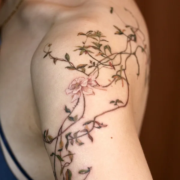 Botanical tattoo by Isle in Seoul