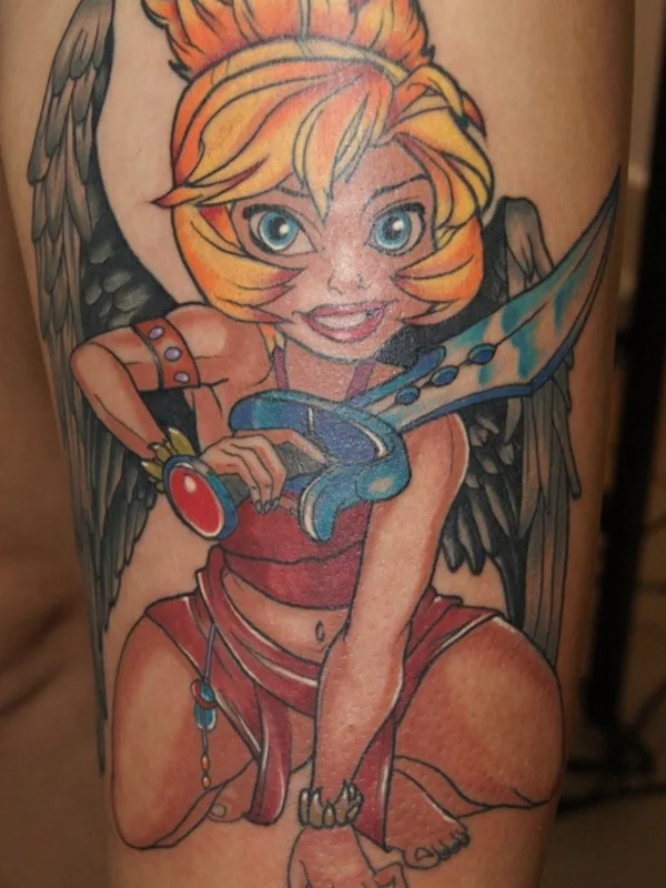 female color illustrative татуировка на thigh #78200 | Тату мастер Игорь SMOLA Смольников