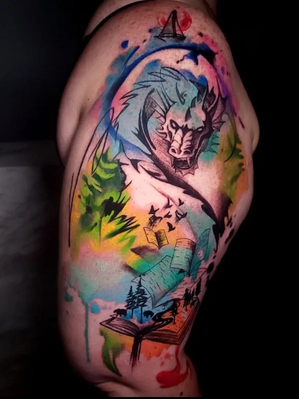 color watercolor татуировка на shoulder #78318 | Тату мастер XAVIER ALVAREZ 