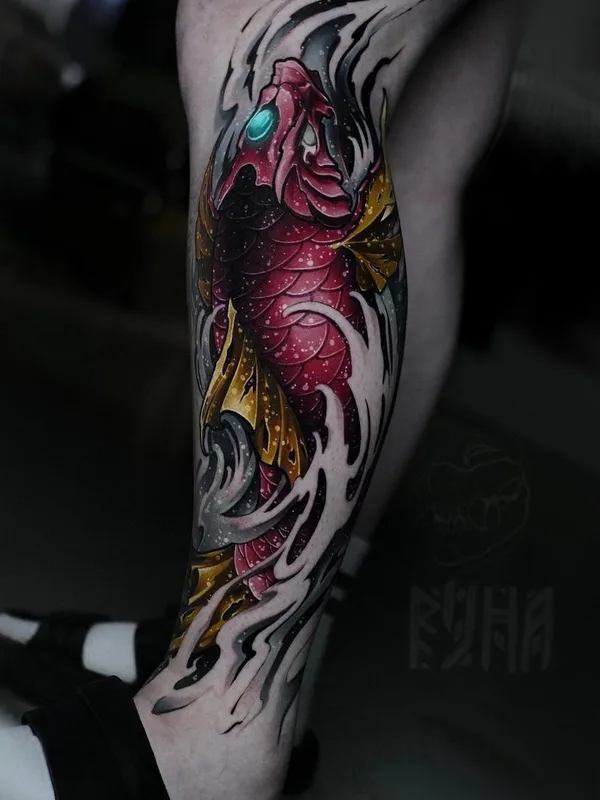 color japanese tatuaje en calf #78342 | Tatuador Геннадий Алмазов