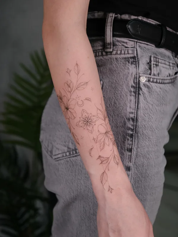 black fineline татуировка на forearm #78458 | Тату мастер Ангелина Прудникова