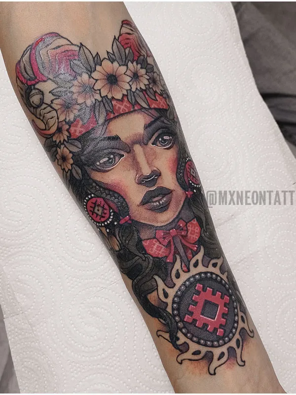 female color illustrative татуировка на forearm #78526 | Тату мастер Максим Неонов