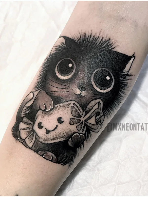black and grey cartoon татуировка на forearm #78530 | Тату мастер Максим Неонов