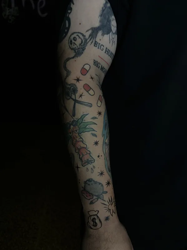 color old school татуировка на full sleeve #78767 | Тату мастер Ангелина Комзарова
