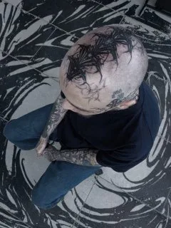 male black blackwork Tatuagem em head #78822 | Tatuador KOLYASAFER (Коля Сафер)