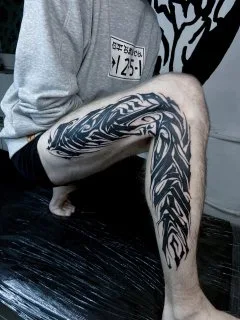 black blackwork Tatuagem em full leg #78827 | Tatuador KOLYASAFER (Коля Сафер)