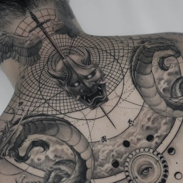 Graphic tattoo by Ogi Oh in Seoul