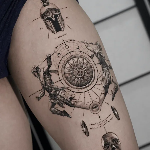 Graphic tattoo by Ogi Oh in Seoul
