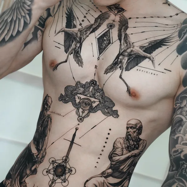 Graphic tattoo by Ogi Oh in Seoul