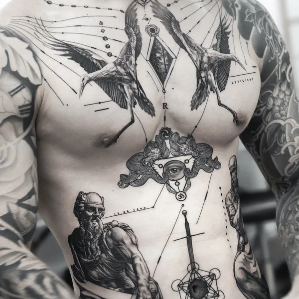 Graphic tattoo by Ogi Oh in Seoul