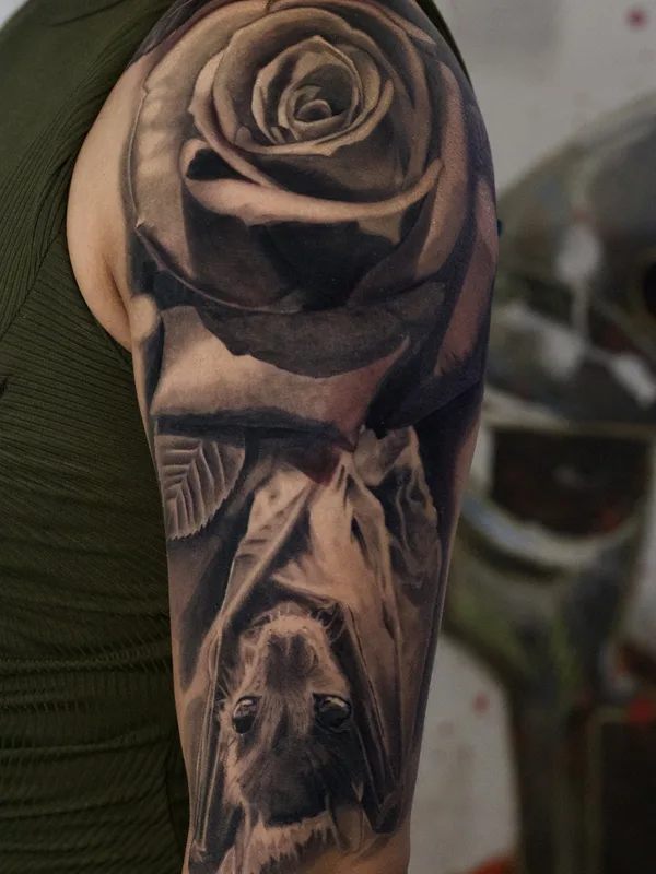 black and grey realism татуировка на full sleeve #78918 | Тату мастер Nicholas Fernandez