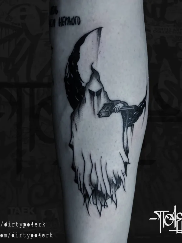black blackwork татуировка на calf #78919 | Тату мастер Егор Почерк