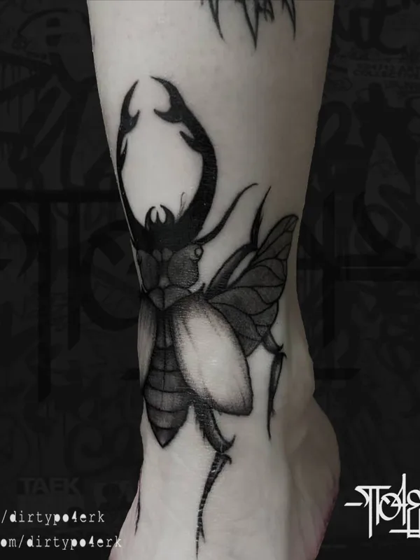 black and grey blackwork татуировка на ankle #78920 | Тату мастер Егор Почерк