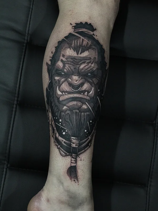 black and grey black and grey tatuaje en calf #78945 | Tatuador Андрей Андронов