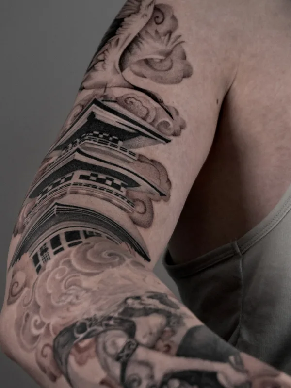 black and grey japanese Tatuaggio su full sleeve #78957 | Tatuatore Никита Нико