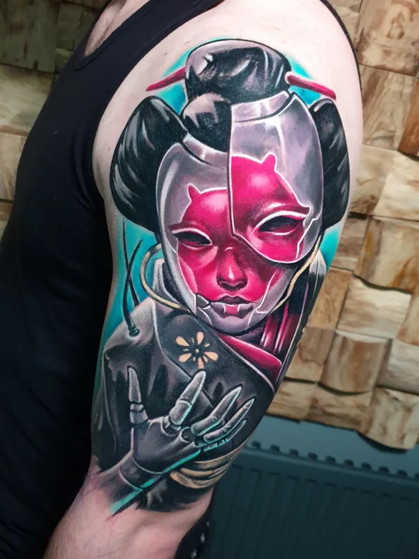 color neo-traditional татуировка на full sleeve #79062 | Тату мастер Marek Unfamous Haras