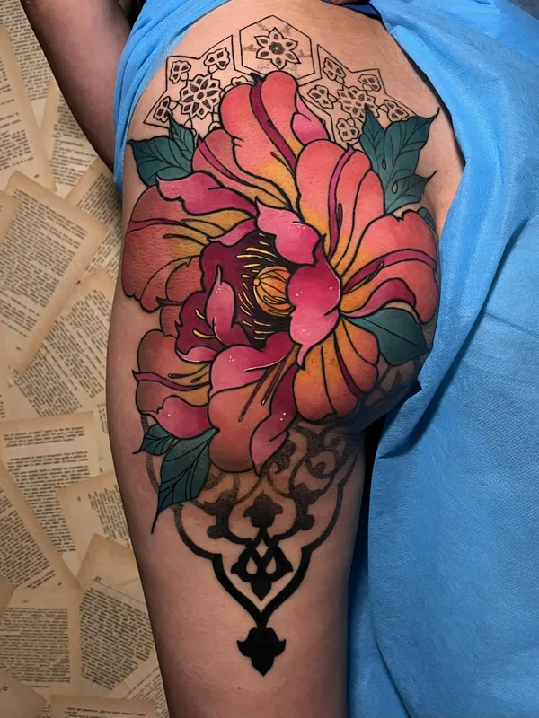 color illustrative татуировка на thigh #79116 | Тату мастер Julia Zu