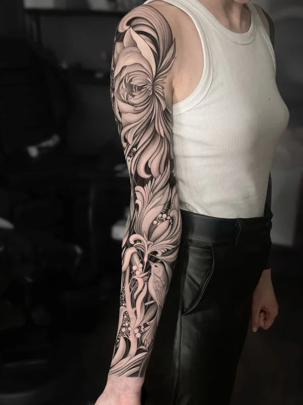 female black authorsstyle tatuaje en sleeve #79202 | Tatuador Анастасия Шарм