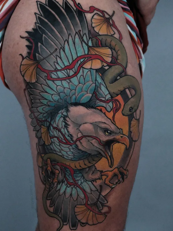 color illustrative Tatuaggio su thigh #79396 | Tatuatore Adam OBrien