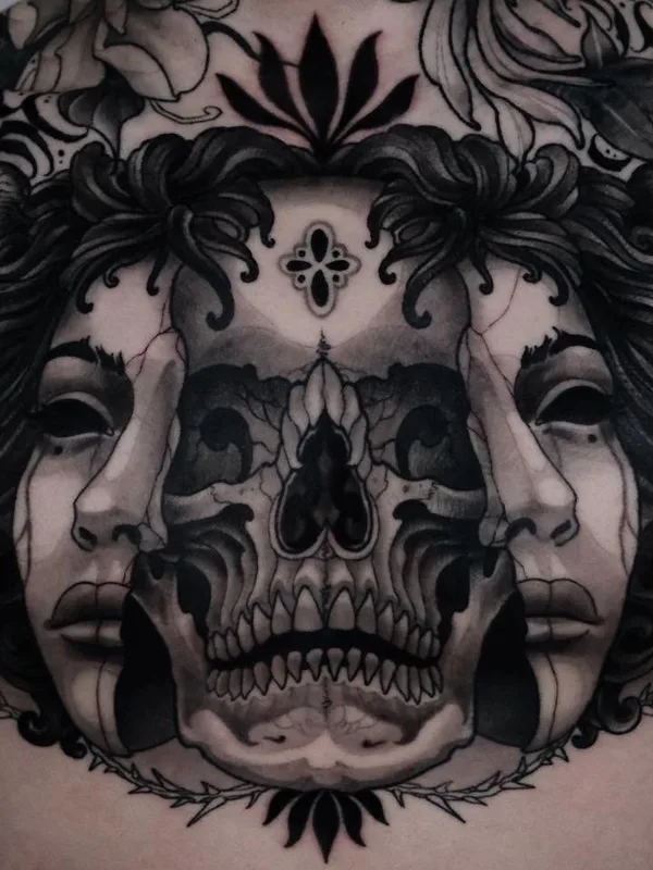 black and grey black and grey Tatuaggio su chest #79399 | Tatuatore Adam OBrien