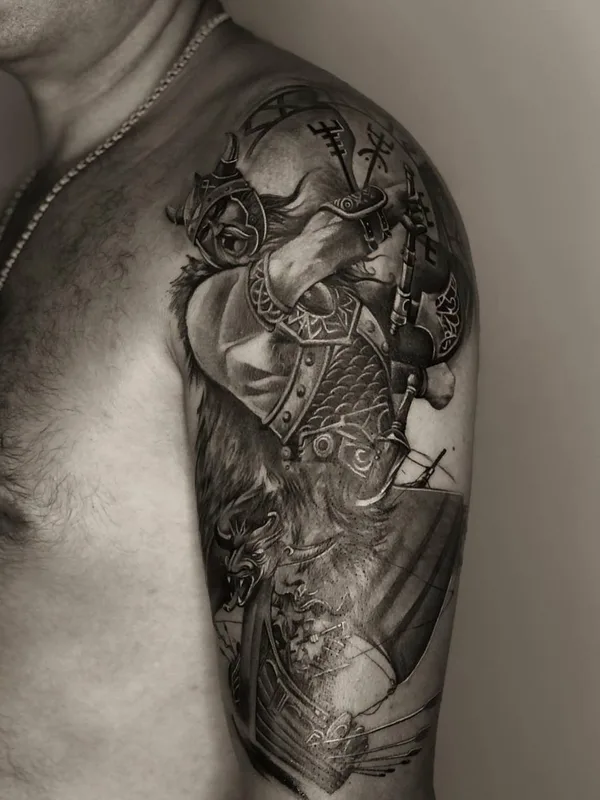 male black and grey realism 타투 부위 full sleeve #79422 | 타투이스트 Алёна Карчина