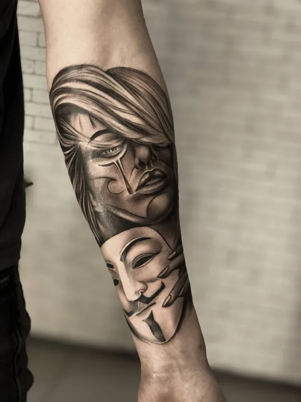 black and grey black and grey 타투 부위 forearm #79420 | 타투이스트 Алёна Карчина
