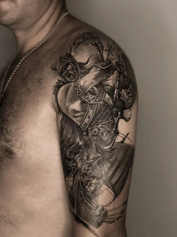 male black and grey realism 타투 부위 full sleeve #79423 | 타투이스트 Алёна Карчина