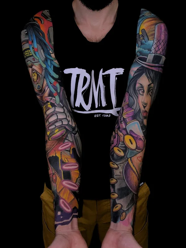 male color new school татуировка на full sleeve #79575 | Тату мастер Игорь Скобелев