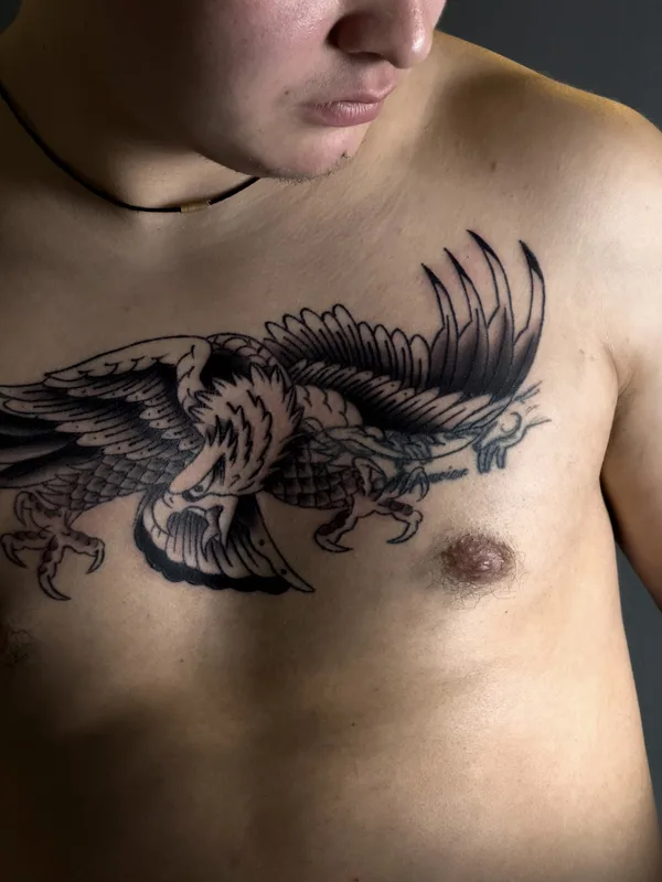 male black and grey blackwork татуировка на chest #79594 | Тату мастер Иван Луговкин 