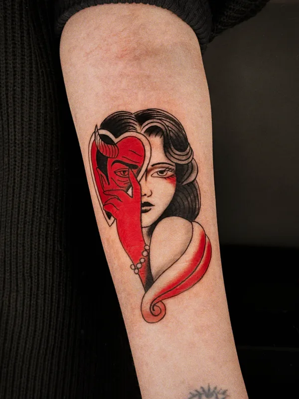 female color neo-traditional татуировка на forearm #79596 | Тату мастер Иван Луговкин 