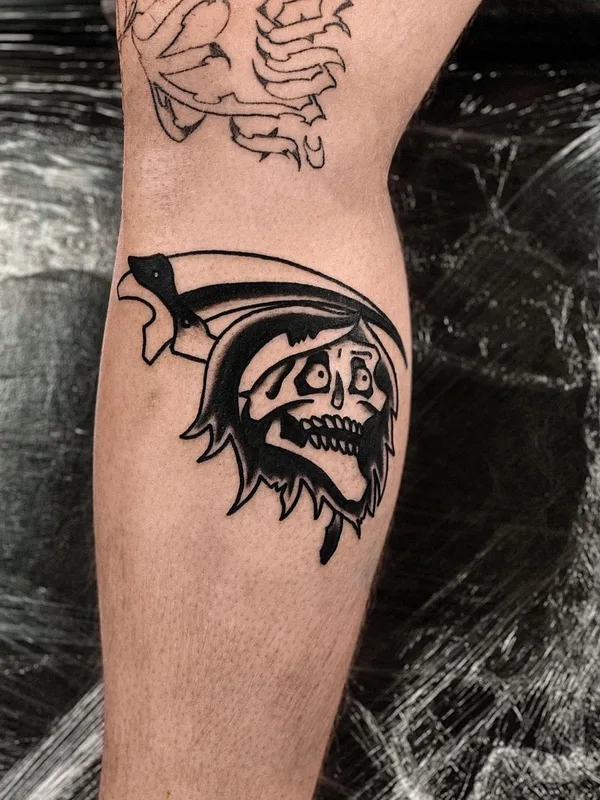 black blackwork татуировка на calf #79597 | Тату мастер Иван Луговкин 