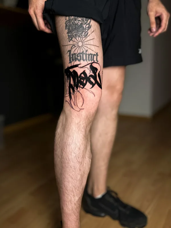 black blackwork татуировка на thigh #79603 | Тату мастер Иван Луговкин 
