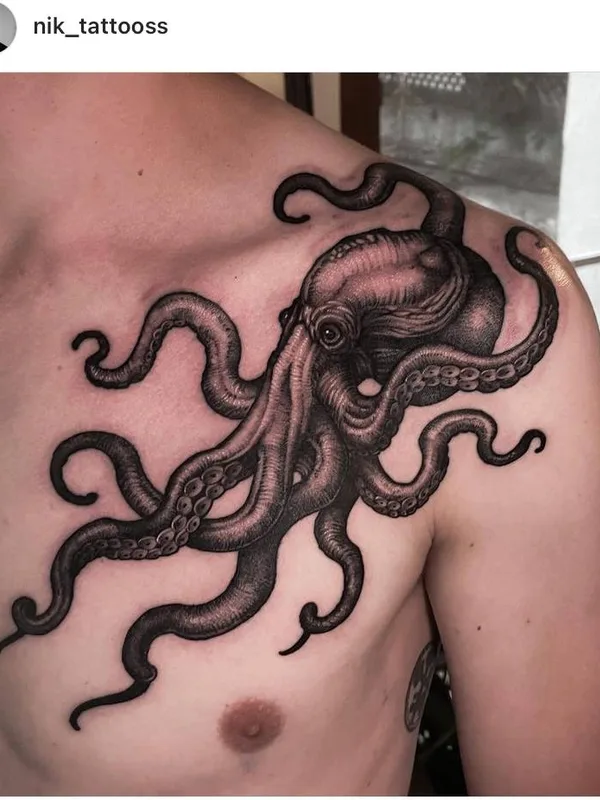male black and grey realism татуировка на chest #79676 | Тату мастер Никита Шумских