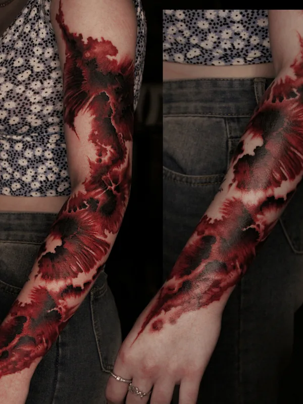 female color abstract татуировка на full sleeve #79697 | Тату мастер Aya Lesskaya
