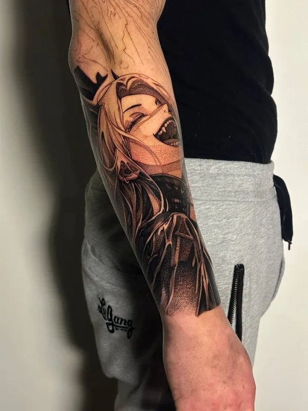 black and grey anime татуировка на forearm #79699 | Тату мастер Владислав Коченков