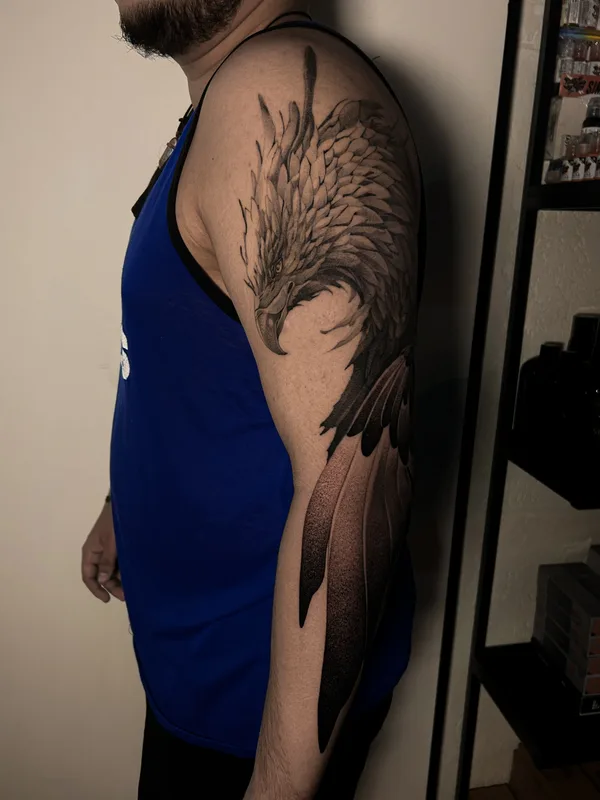 male black and grey black and grey татуировка на full sleeve #79704 | Тату мастер Владислав Коченков