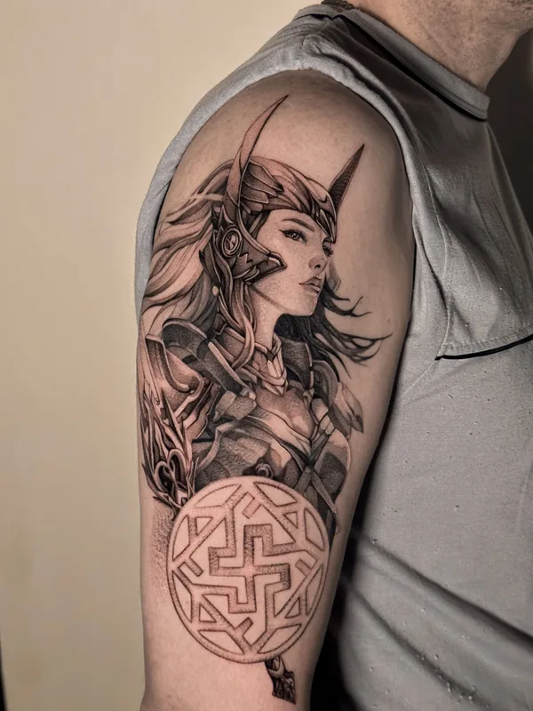 black and grey realism татуировка на upper arm #79707 | Тату мастер Владислав Коченков