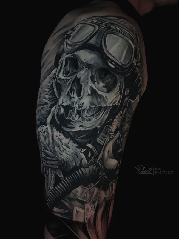 black and grey realism tatouage sur full sleeve #79718 | Artiste tatoueur Павел Бортников