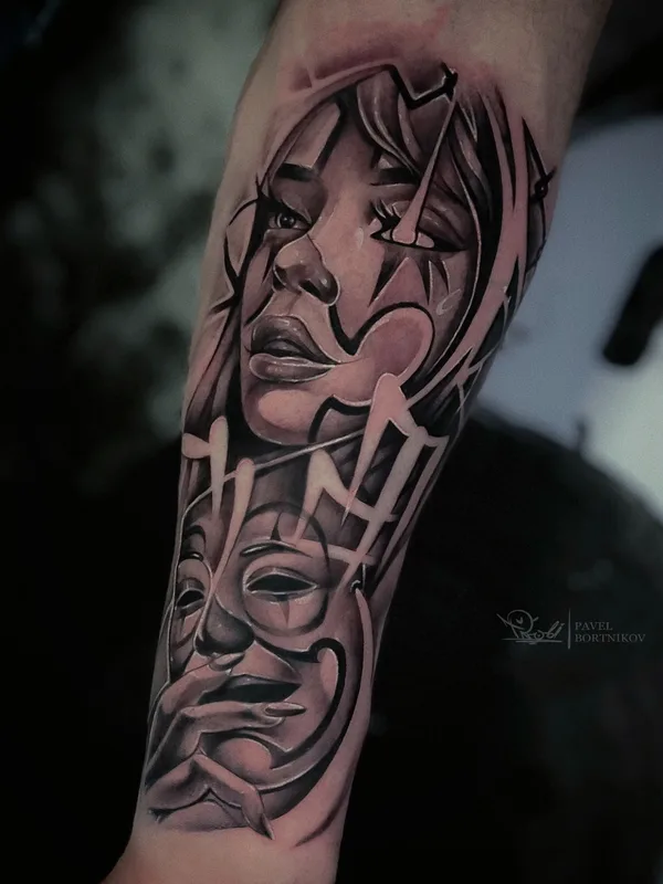black and grey black and grey tatouage sur forearm #79730 | Artiste tatoueur Павел Бортников